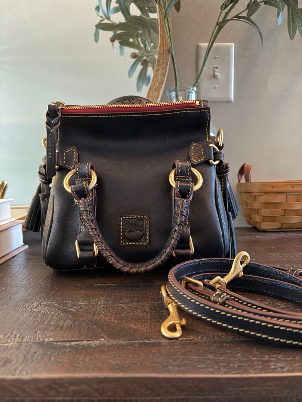 Dooney & Bourke Navy Florentine Leather Nano Satchel